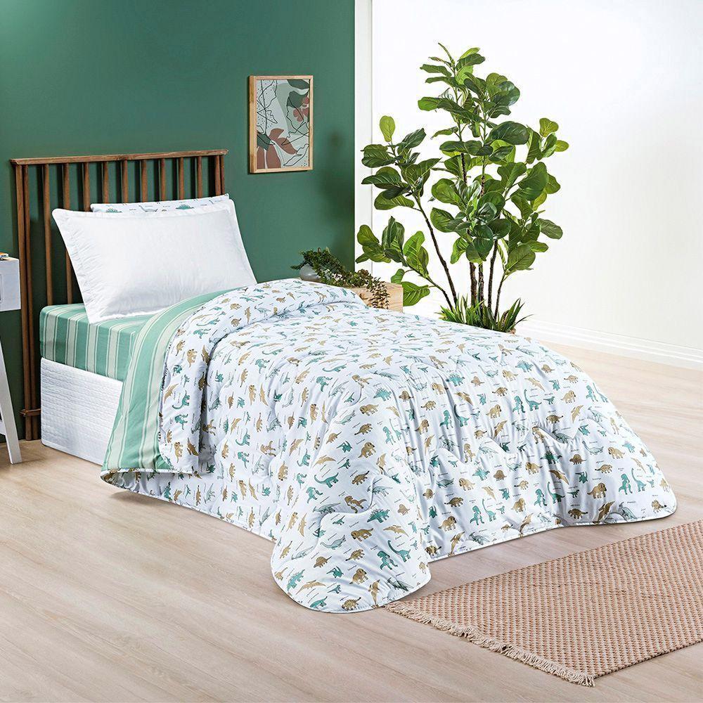 Edredom Kidsteem Solteiro Dupla Face Micropercal Dinossauro - 100% Poliéster - 3