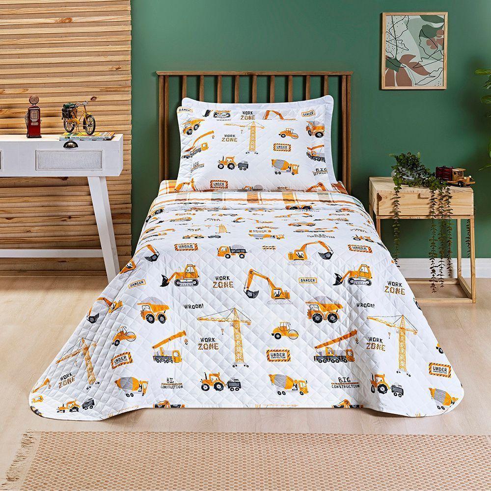 Cobre Leito Kidsteem Solteiro Micropercal Manny 2 Peças - 100% Poliéster - 2