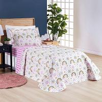 Coordenado Cobre Leito E Lençol Kidsteem Solteiro Rainbow 5 Pçs - 100% Poliéster - 2