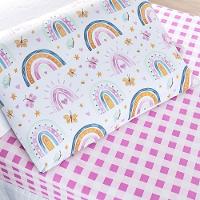 Coordenado Cobre Leito E Lençol Kidsteem Solteiro Rainbow 5 Pçs - 100% Poliéster - 5