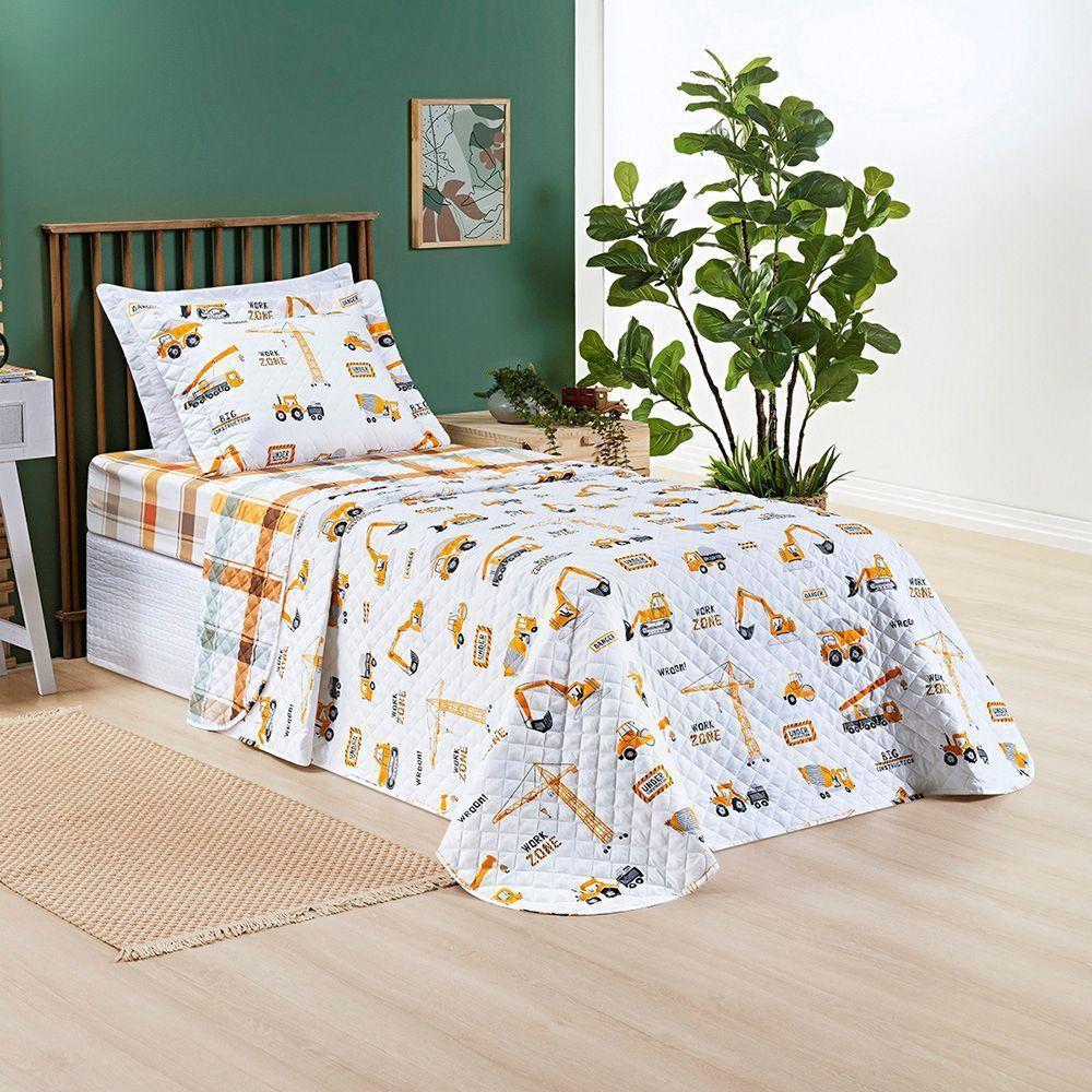 Coordenado Cobre Leito E Lençol Kidsteem Solteiro Manny 5 Pçs - 100% Poliéster - 2