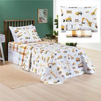 Coordenado Cobre Leito E Lençol Kidsteem Solteiro Manny 5 Pçs - 100% Poliéster - 1