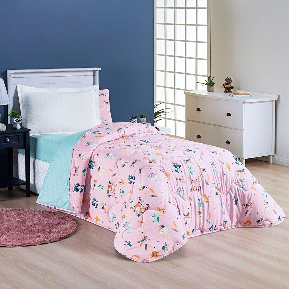 Edredom Kidsteem Solteiro Dupla Face Micropercal Foxy - 100% Poliéster - 3