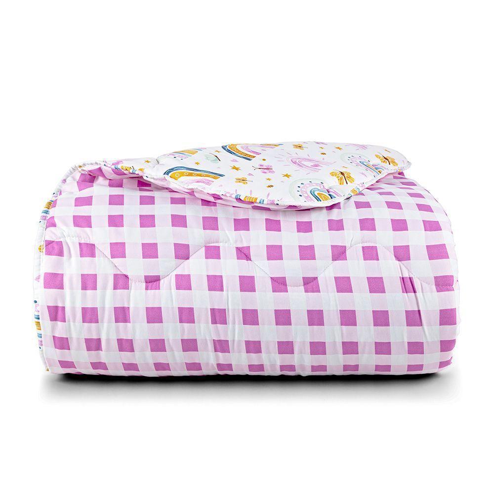 Edredom Kidsteem Solteiro Dupla Face Micropercal Rainbow - 100% Poliéster - 2