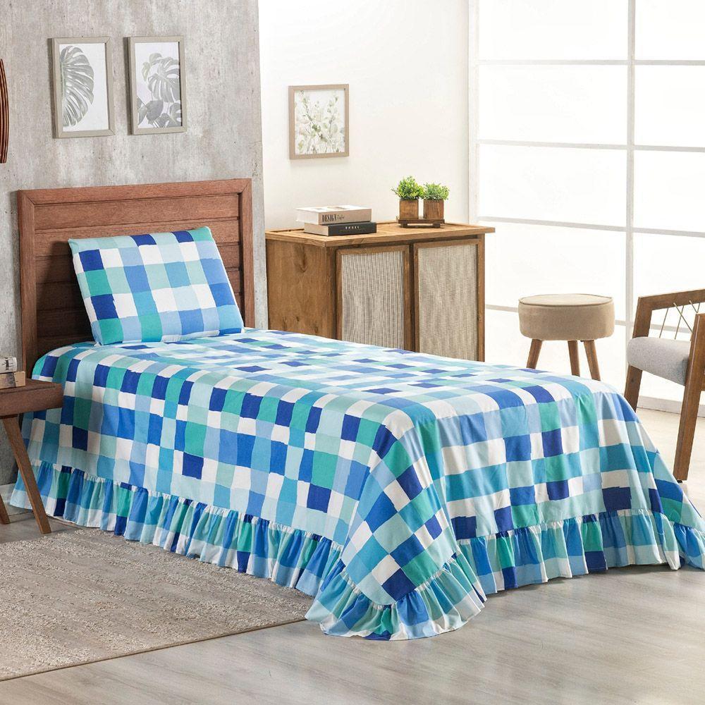 Colcha Queen Pratica 3 Peças - Cor 4 - 100% Poliéster - 2