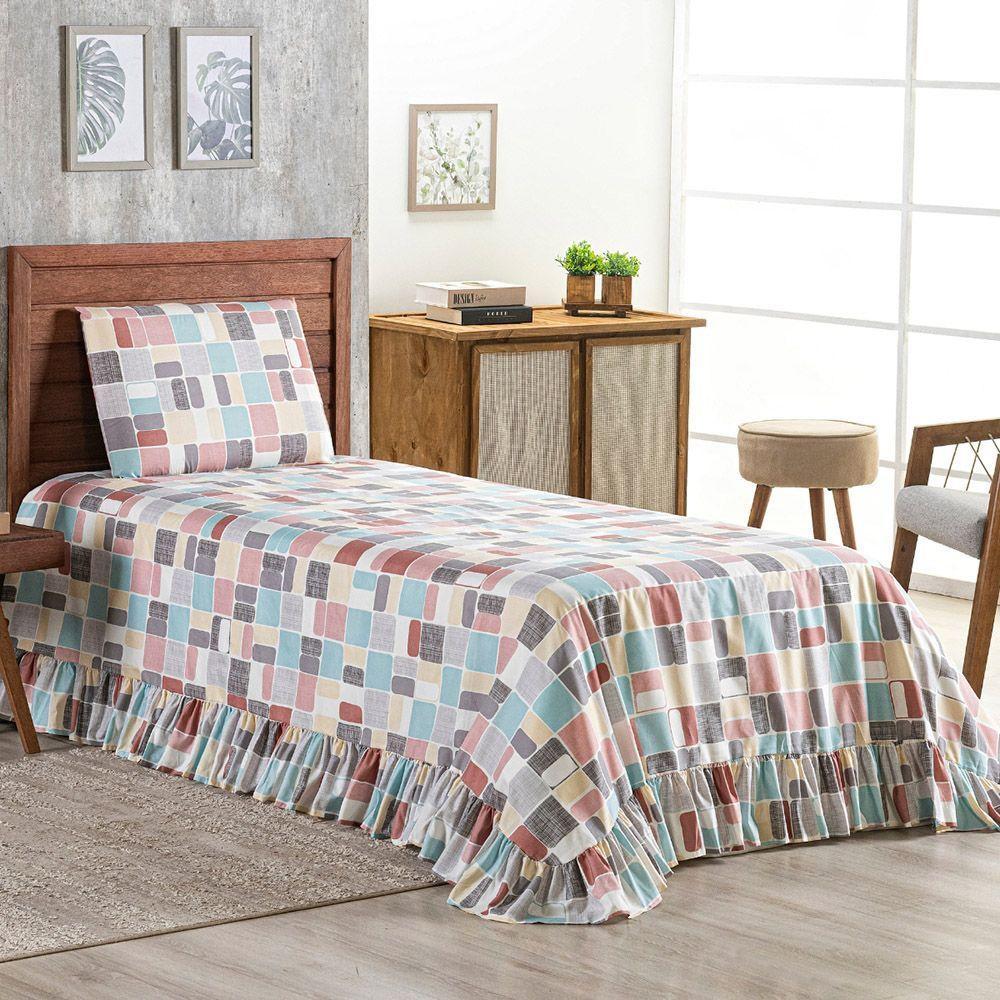 Colcha Solteiro Pratica 2 Peças - Cor 1 - 100% Poliéster - 2