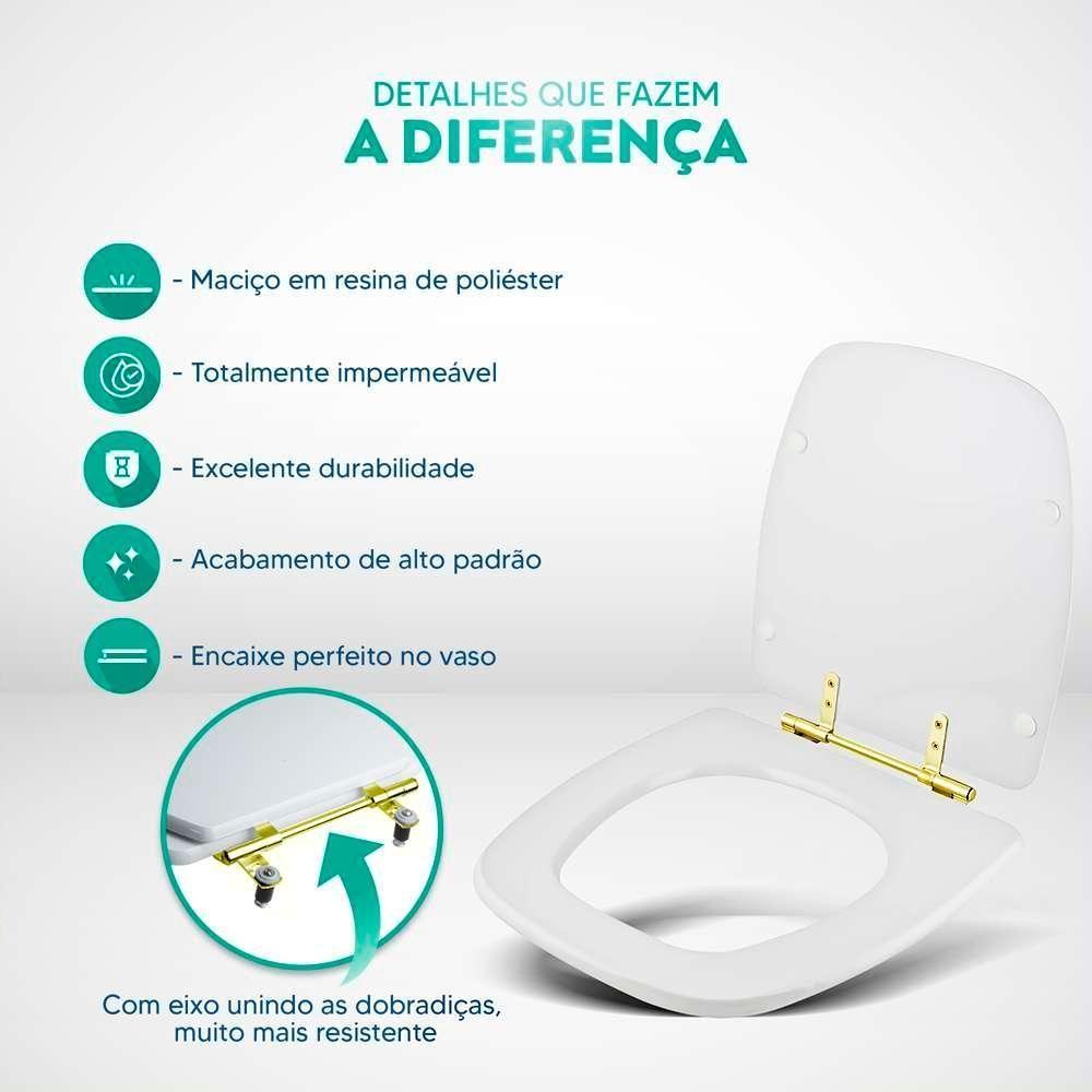 Tampa De Vaso Poliéster Fit Pergamon Para Bacia Celite Com Ferragem Dourada - 5