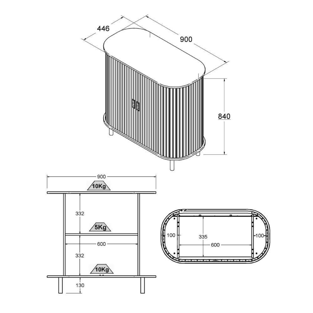 Aparador Buffet Ditália 2 Portas R-635 Preto - 6