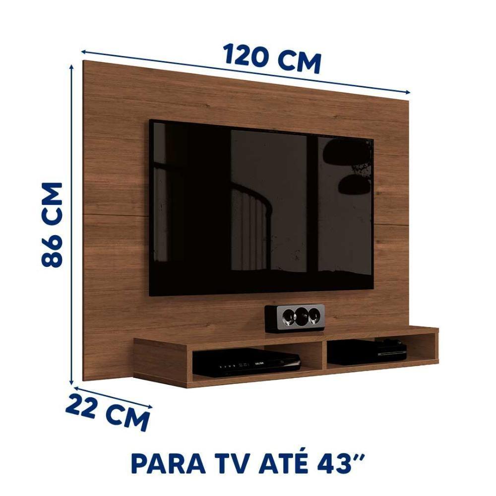 Painel Pequeno Para Tv 43 Polegadas Suspenso 1,20m Com Nicho Nogueira - 2