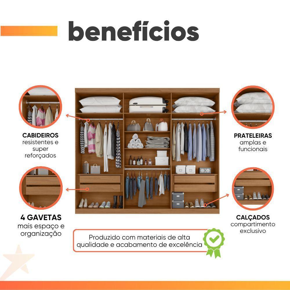 Guarda Roupas Casal 6 Portas 4 Gavetas Alvorada Madeirado - 5