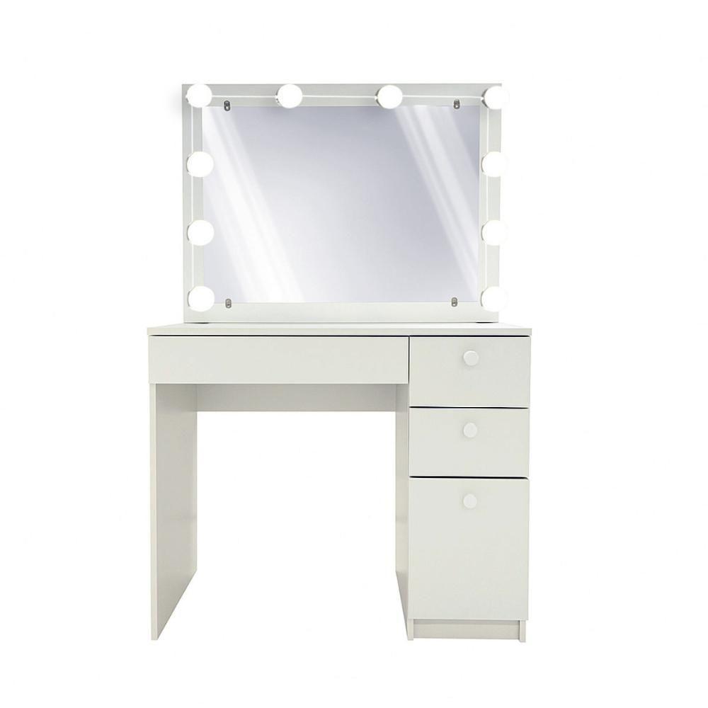 Penteadeira Ditália 4 Gavetas + Kit Luz Pe-110 Branco - 5