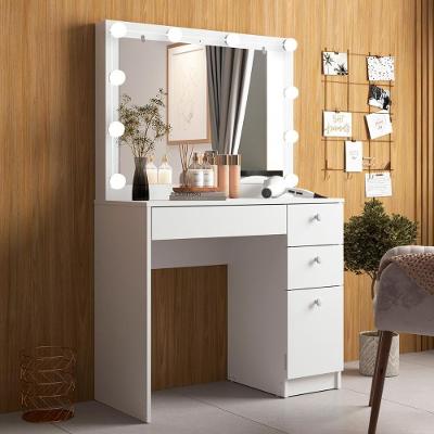 Penteadeira Ditália 4 Gavetas + Kit Luz Pe-110 Branco