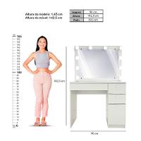 Penteadeira Ditália 4 Gavetas + Kit Luz Pe-110 Branco