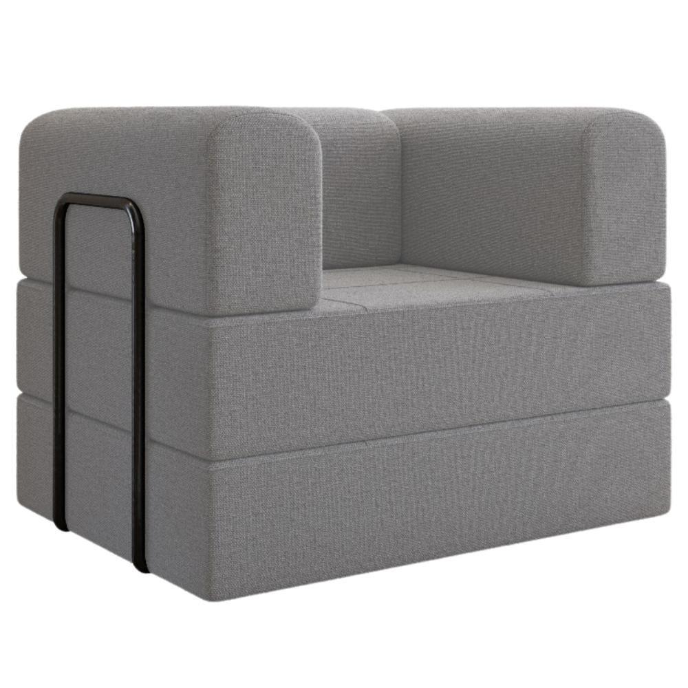 Poltrona Cama Modular 90 Cm Monaco Linho Cinza Vconcept Cinza - 1