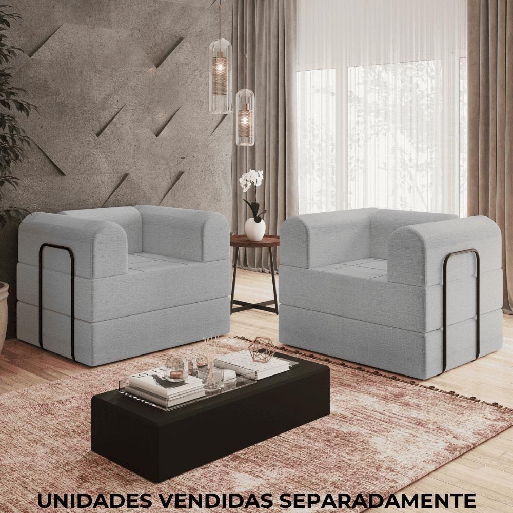 Poltrona Cama Modular 90 Cm Monaco Linho Cinza Vconcept Cinza - 8