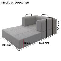 Poltrona Cama Modular 90 Cm Monaco Linho Cinza Vconcept Cinza - 3