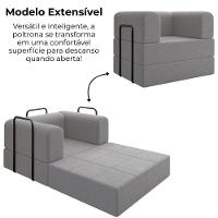 Poltrona Cama Modular 90 Cm Monaco Linho Cinza Vconcept Cinza