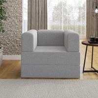 Poltrona Cama Modular 90 Cm Monaco Linho Cinza Vconcept Cinza - 6