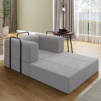 Poltrona Cama Modular 90 Cm Monaco Linho Cinza Vconcept Cinza - 7