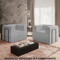Poltrona Cama Modular 90 Cm Monaco Linho Cinza Vconcept Cinza - 8