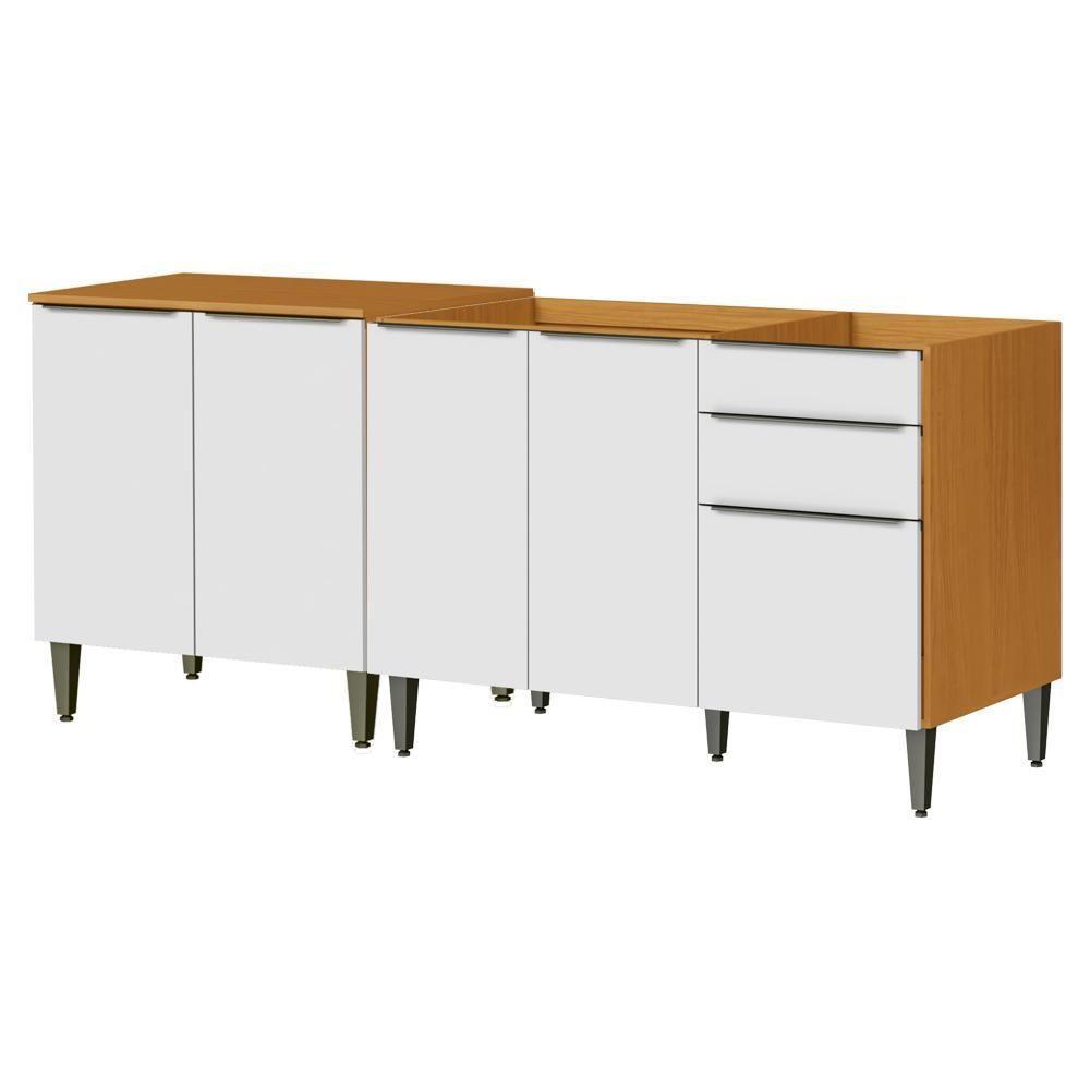 Balcao Para Pia 120 Cm E Balcao Com Tampo 70 Cm Cinamomo Branco Armoveis Cinamomo Branco - 1