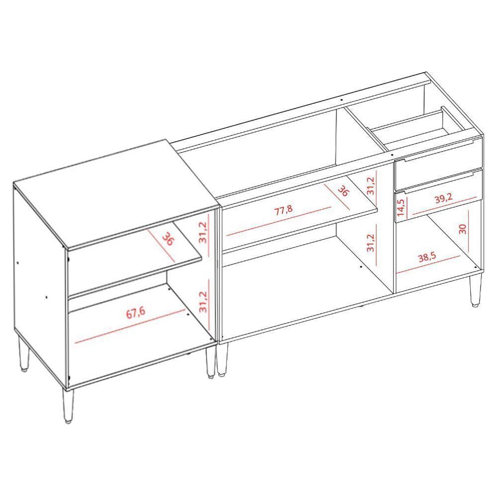 Balcao Para Pia 120 Cm E Balcao Com Tampo 70 Cm Cinamomo Branco Armoveis Cinamomo Branco - 4