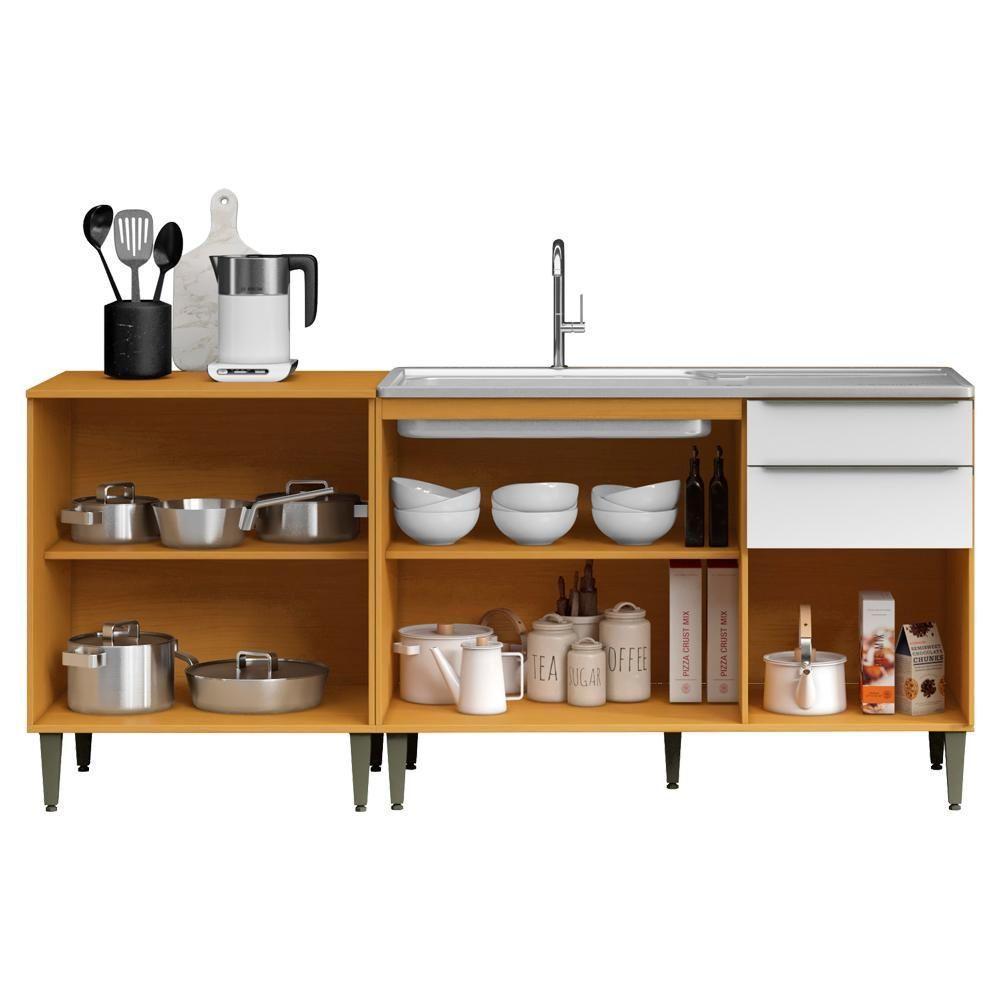 Balcao Para Pia 120 Cm E Balcao Com Tampo 70 Cm Cinamomo Branco Armoveis Cinamomo Branco - 6