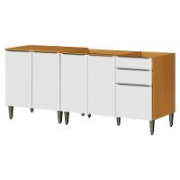 Balcao Para Pia 120 Cm E Balcao Com Tampo 70 Cm Cinamomo Branco Armoveis Cinamomo Branco - 1