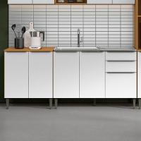 Balcao Para Pia 120 Cm E Balcao Com Tampo 70 Cm Cinamomo Branco Armoveis Cinamomo Branco - 2