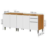 Balcao Para Pia 120 Cm E Balcao Com Tampo 70 Cm Cinamomo Branco Armoveis Cinamomo Branco - 3