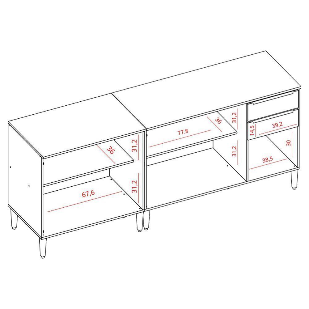 Balcao Com Tampo 120 Cm E Balcao Com Tampo 70 Cm Cinamomo Branco Armoveis Cinamomo Branco - 4