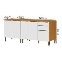 Balcao Com Tampo 120 Cm E Balcao Com Tampo 70 Cm Cinamomo Branco Armoveis Cinamomo Branco - 3