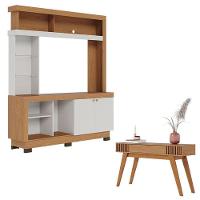 Estante Home Theater Valença Freijó Off White Com Aparador Riviera Freijó – Colibri - 1