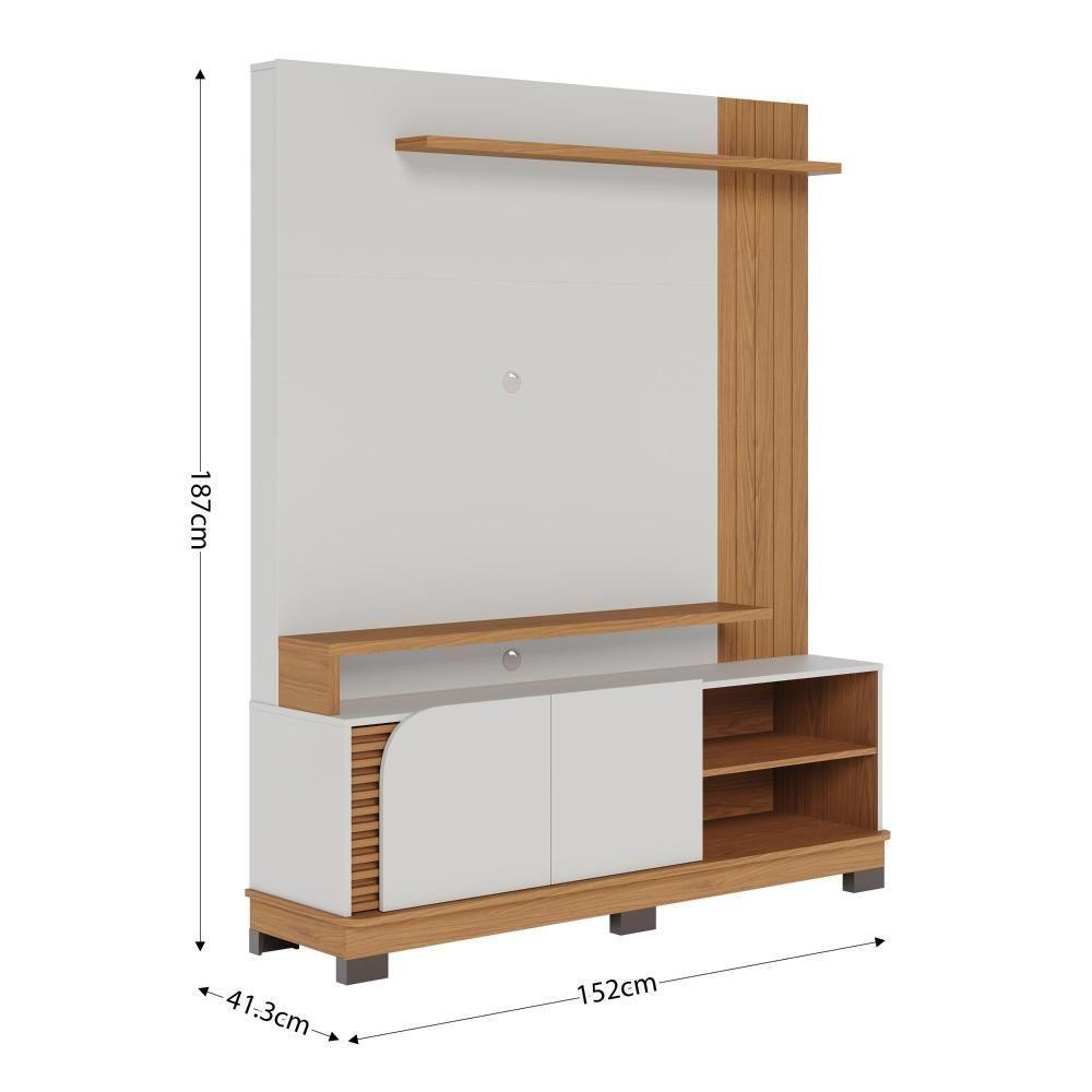 Estante Home Theater Jurerê 1.5 Off White Matte Freijó Com Mesa De Centro Jeri Off White Freijó - Colibri - 7