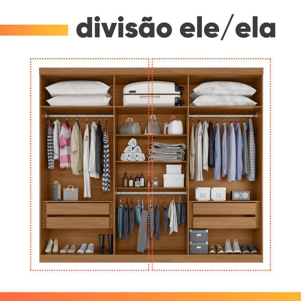Guarda Roupas Casal 6 Portas 4 Gavetas Alvorada Madeirado/off White - 2