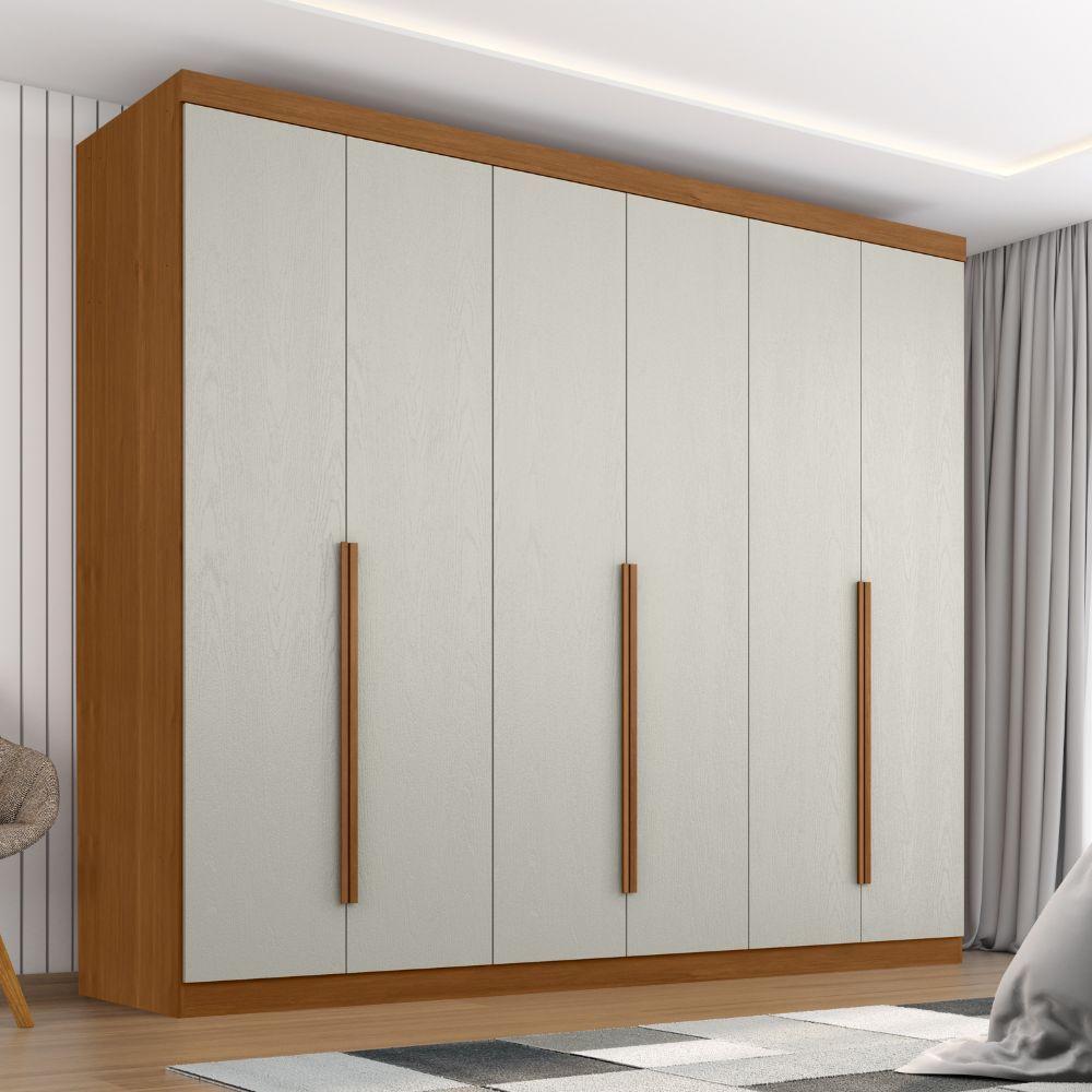 Guarda Roupas Casal 6 Portas 4 Gavetas Alvorada Madeirado/off White - 5