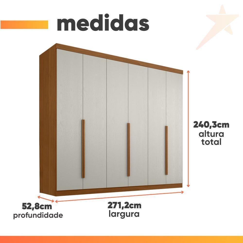 Guarda Roupas Casal 6 Portas 4 Gavetas Alvorada Madeirado/off White - 6