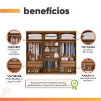 Guarda Roupas Casal 6 Portas 4 Gavetas Alvorada Madeirado/off White - 8