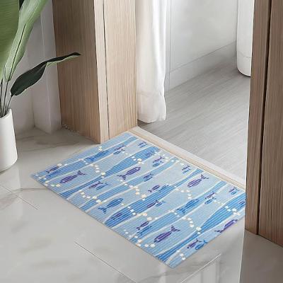 Tapete Passadeira Capacho Emborrachada Antiderrap. 0,65x1,00 Peixe Azul