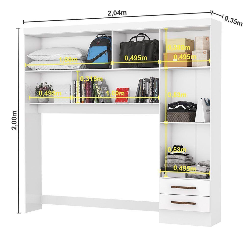 Guarda-roupa Modulado 4 Portas 2 Gavetas Carioca Móveis Branco - 3