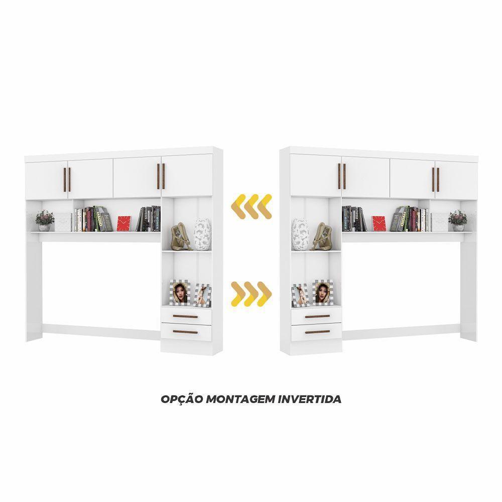 Guarda-roupa Modulado 4 Portas 2 Gavetas Carioca Móveis Branco - 5