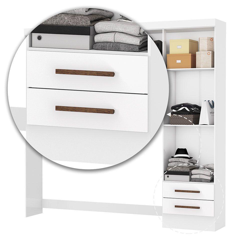Guarda-roupa Modulado 4 Portas 2 Gavetas Carioca Móveis Branco - 6