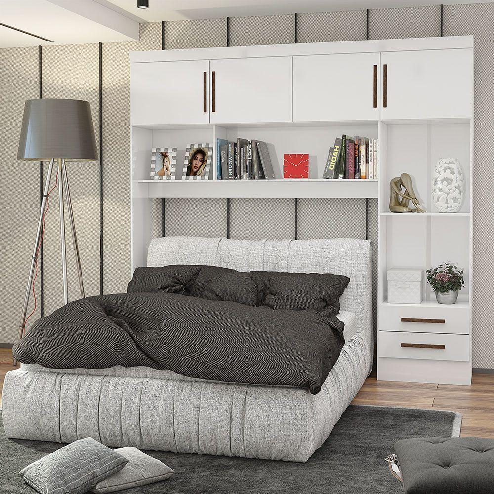 Guarda-roupa Modulado 4 Portas 2 Gavetas Carioca Móveis Branco - 7