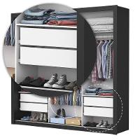 Guarda-roupa Casal Clarice 4 Gvts Com Espelho Carioca Móveis Preto - 3