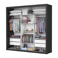 Guarda-roupa Casal Clarice 4 Gvts Com Espelho Carioca Móveis Preto - 6