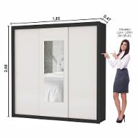 Guarda-roupa Casal Clarice 4 Gvts Com Espelho Carioca Móveis Preto/offwhite