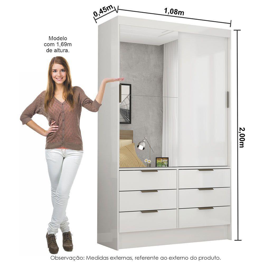 Guarda-roupa Sevilha 2 Portas 6 Gavetas Plus Carioca Móveis Branco - 3