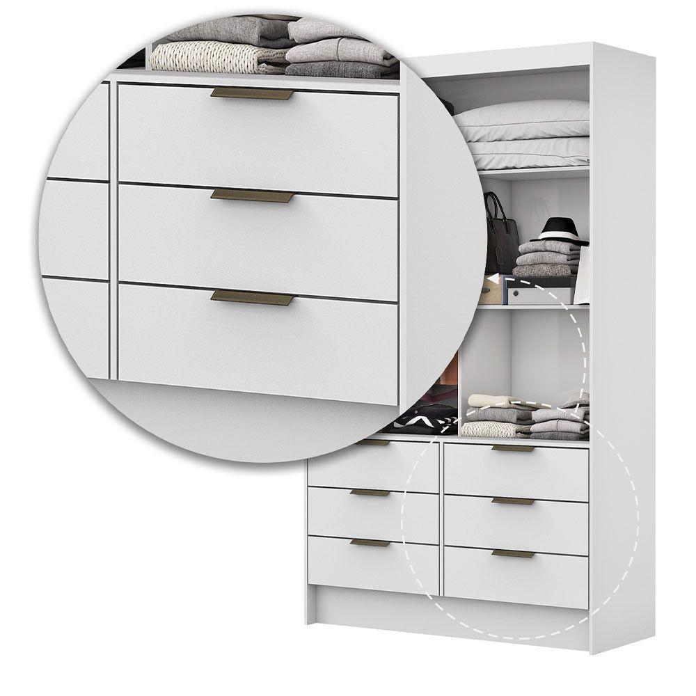 Guarda-roupa Sevilha 2 Portas 6 Gavetas Plus Carioca Móveis Branco - 6