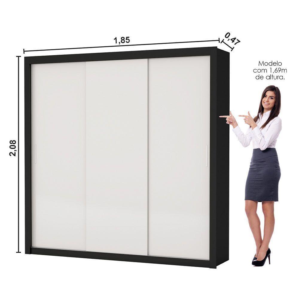 Guarda-roupa Casal Clarice Com 4 Gavetas Carioca Móveis Preto/offwhite - 3