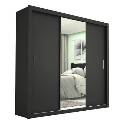 Guarda-roupa Casal Melissa 4 Gavetas Glass Carioca Móveis Preto